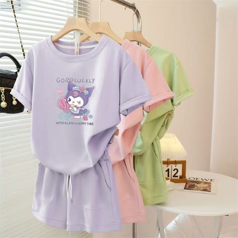Girls' fashion set, short-sleeve top and shorts--Cute cat