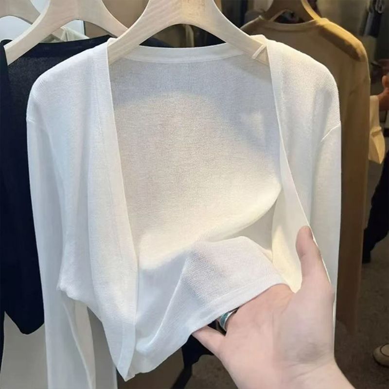 Women's Ice Silk Cardigan with Slip Dress, New Summer Sun Protection Thin Jacket Shawl Top