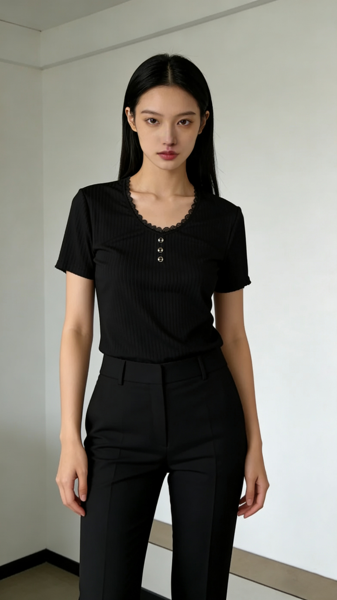 Hot Selling Item! High-Quality, Light Luxury Ice Silk Elastic Breathable Fabric Fashionable Women's Short-Sleeve Top