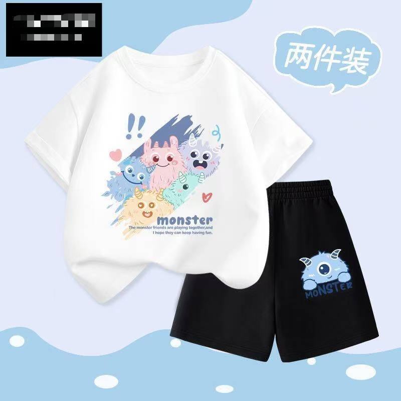 Boys' Summer Fashionable High-Quality Pure Cotton Suit Set -- 70