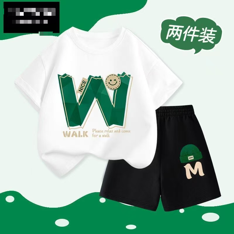 Boys' Summer Fashionable High-Quality Pure Cotton Suit Set -- 71