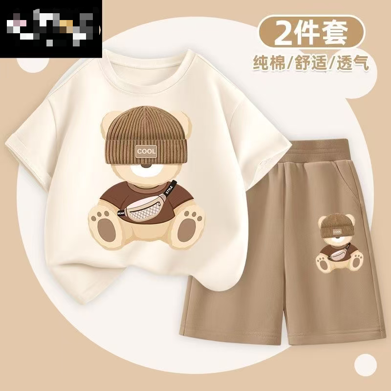 Boys' Summer Fashionable High-Quality Pure Cotton Suit Set -- 74