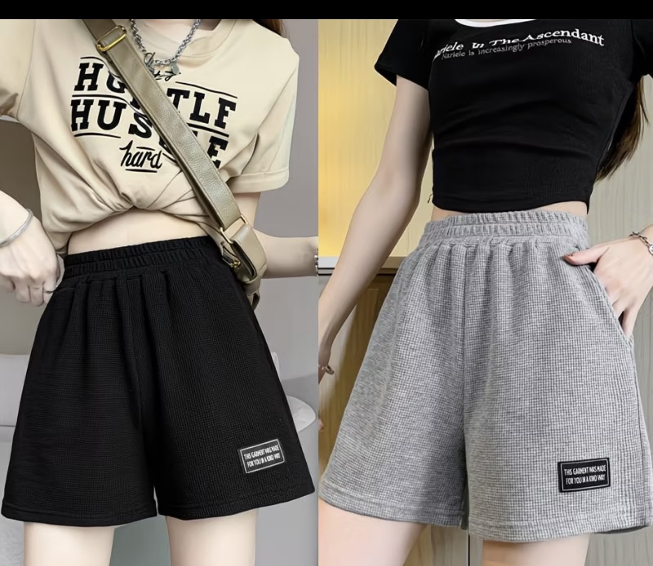 New Summer Straight-Leg Wide-Striped Shorts for Women, Korean Style, Sports Low-Waist Casual Loose Shorts--83