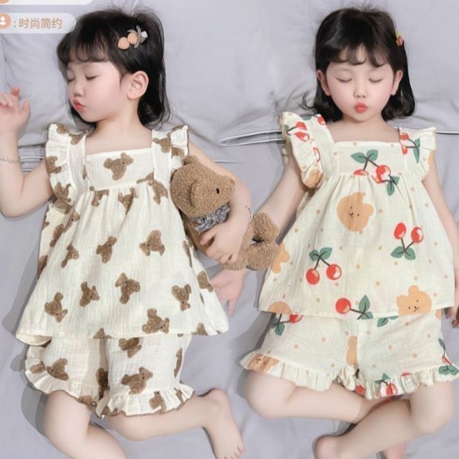 2026 Summer Lightweight Homewear Kids' Pajamas Vest and Shorts Cute Princess Style Summer Pajamas for Girls--98
