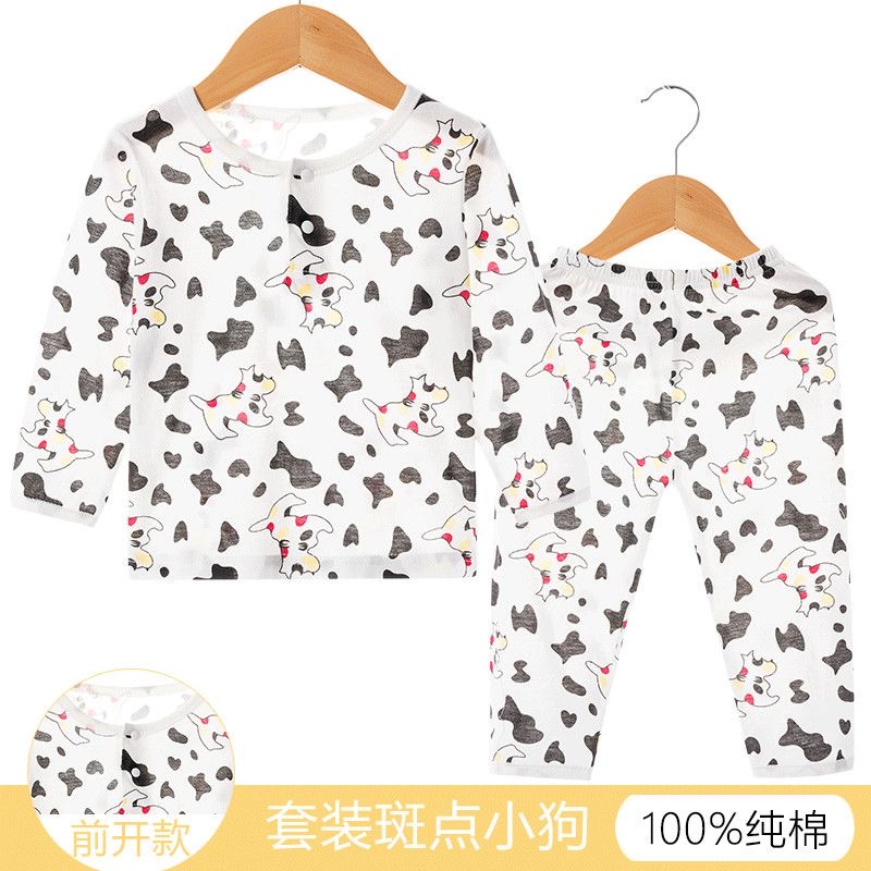 Baby Pajamas Summer Thin Long-Sleeve Boys and Girls Home Cotton Air-Conditioned Kids' Loungewear Set--99