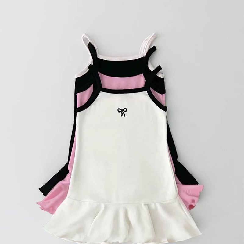 Girls' Summer New Style Sling Dress, Korean Version Toddler Tank Dress, Baby Sleeveless Ruffle Sling Dress--106