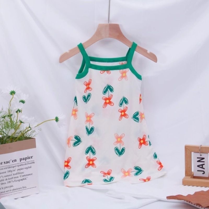 Girls' Summer Ice Silk Nightgown Princess Dress, Children's Thin Ice Silk Pajamas, Baby Sleeveless Dress for Summer Vacation, Homewear --107